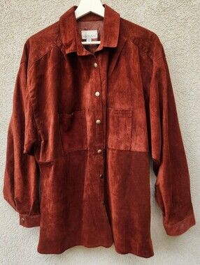 AVERY Adrian Men’s Shirt XL Brown Western Suede Shacket Made USA Vintage